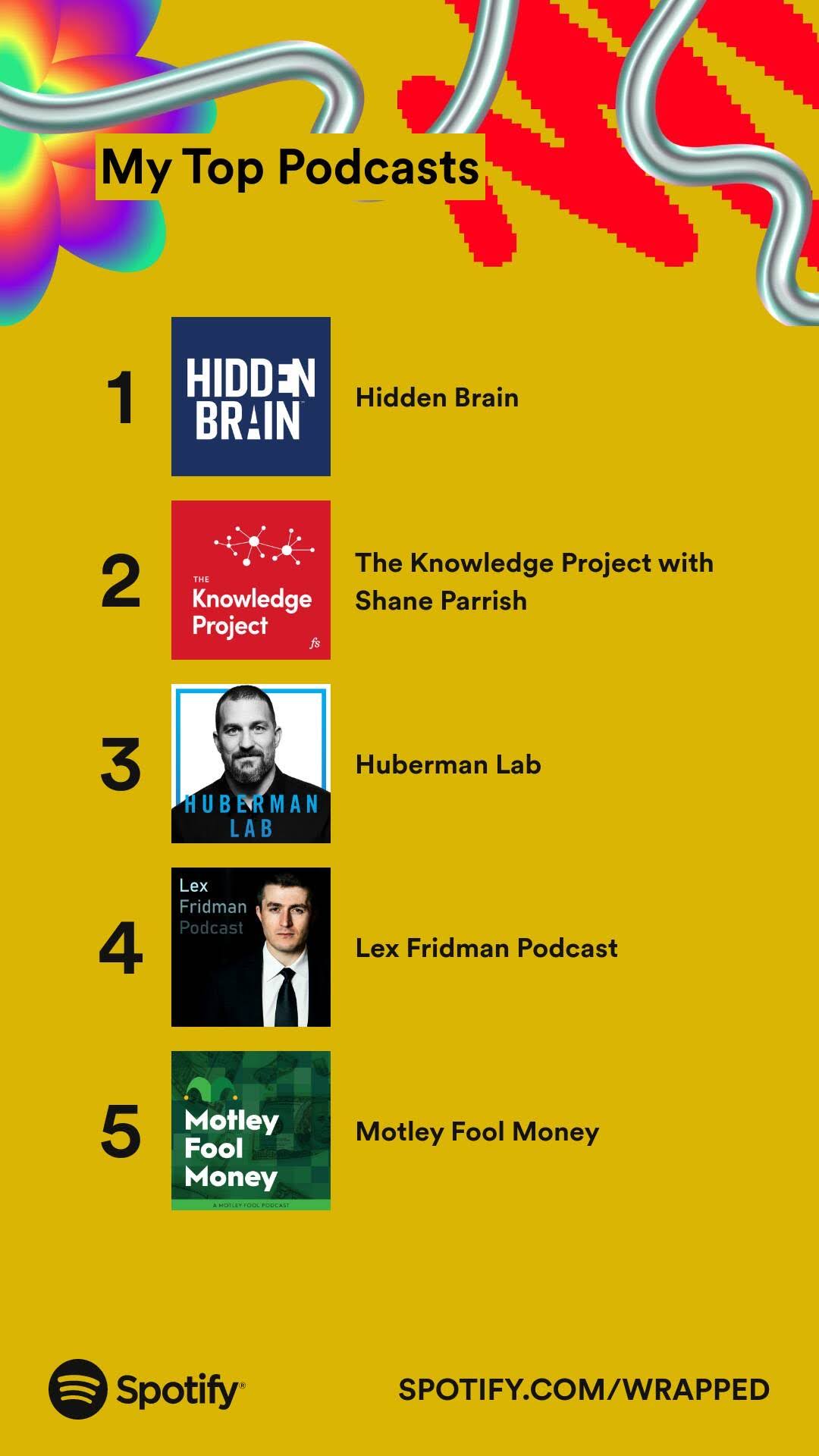 Top 5 podcasts on Spotify Wrapped