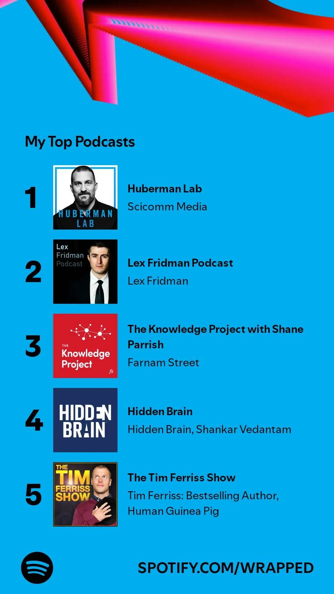 Top 5 podcasts on Spotify Wrapped 2024