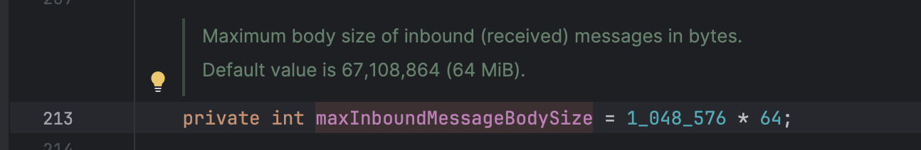 Default maximum consumer message size in the RabbitMQ Client ConnectionFactory.java class