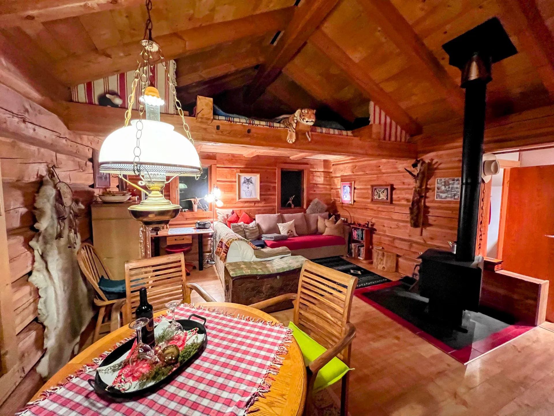 Log cabin interior