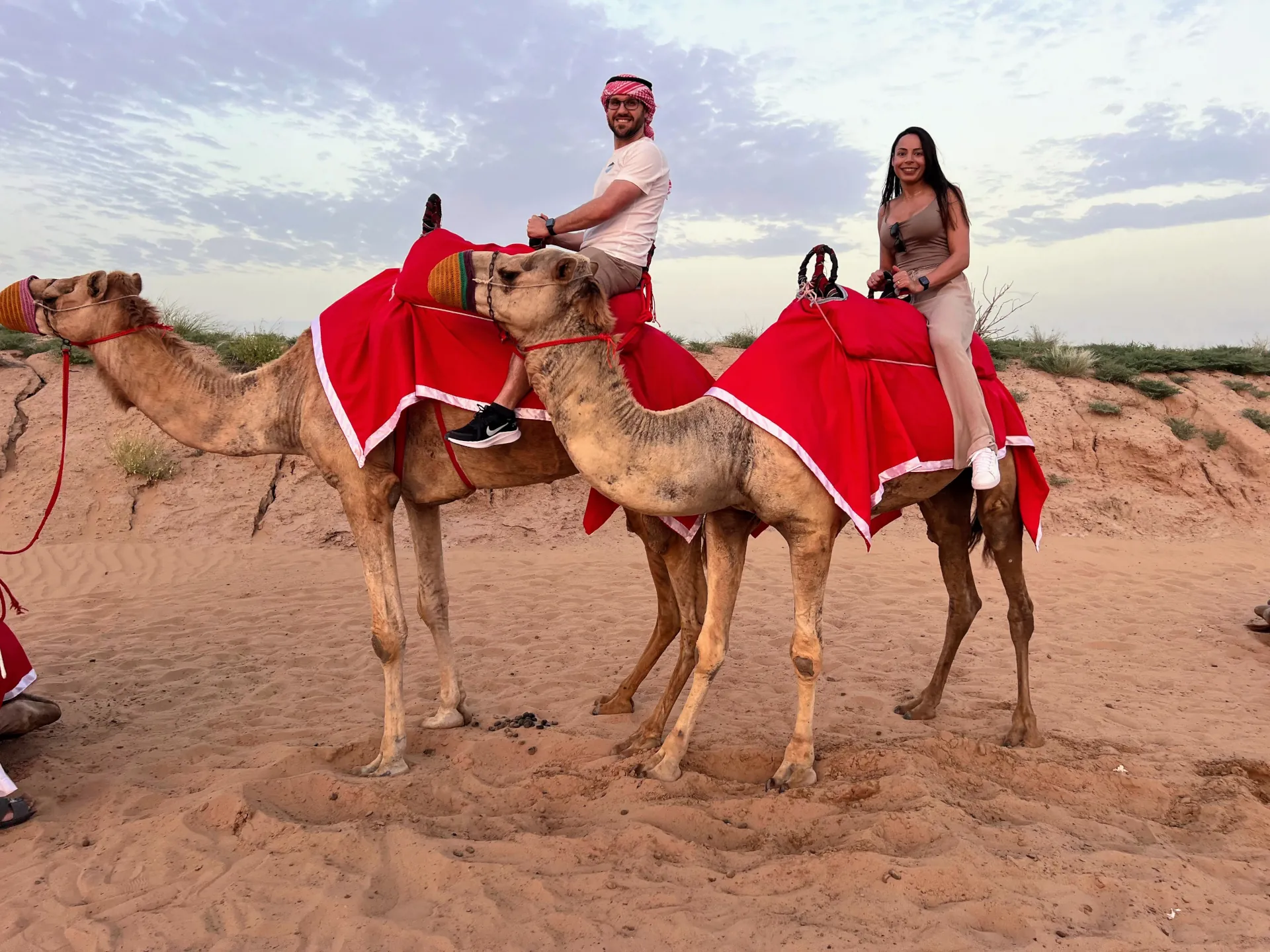 JV and May riding camels