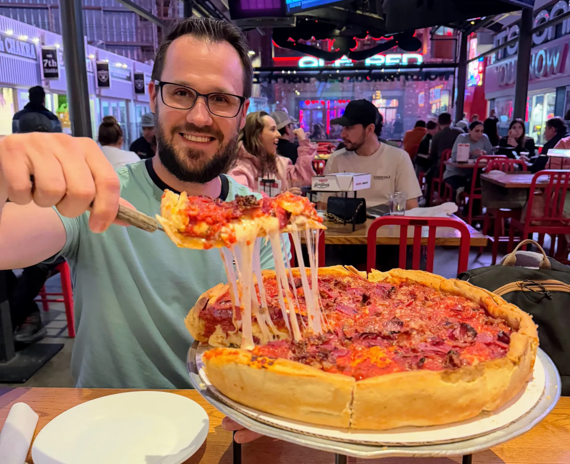 Huge Giordano's pizza sliced by JV